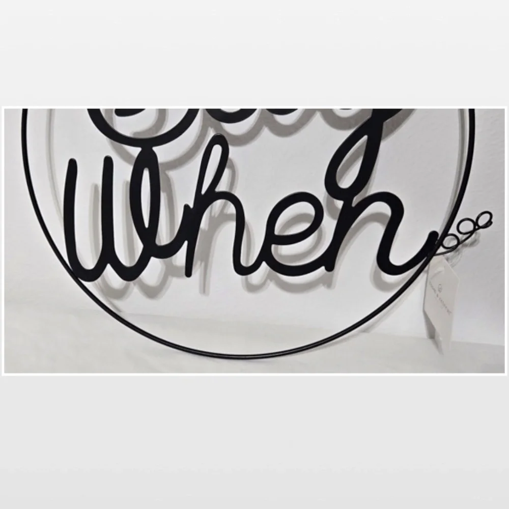 New Room & Retreat Wall Décor “Say When” Black Metal Circle Sign Bar Large NWT